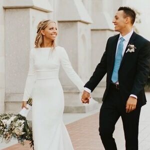 Classic white long sleeve wedding dress